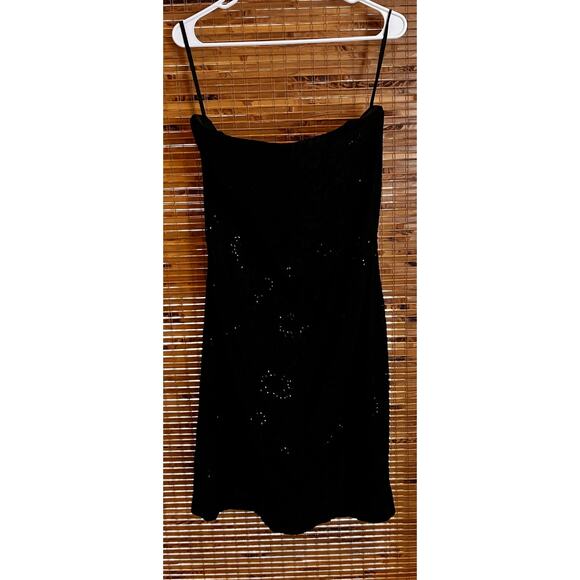 WHITE HOUSE BLACK MARKET Sequin Dress Size 14 Black Strapless Formal Cocktail - Picture 1 of 10